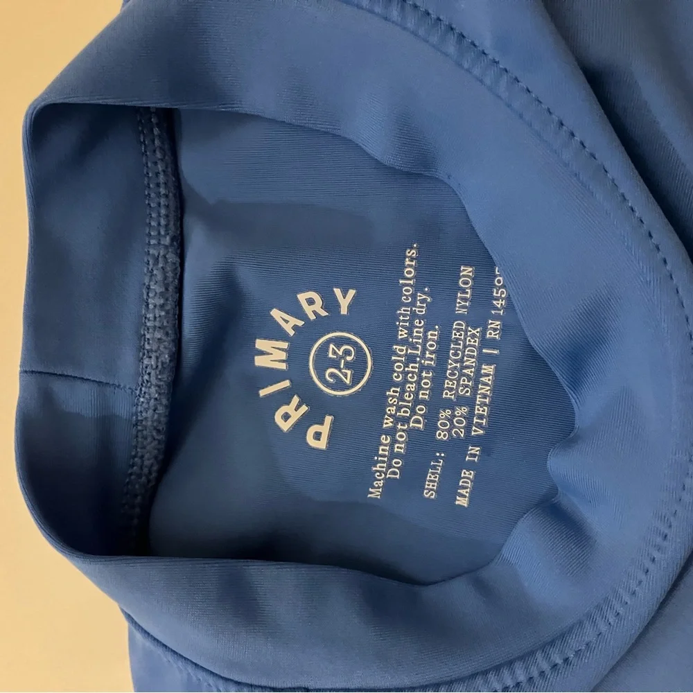 Primary toddler blue rash guard and swim shorts
